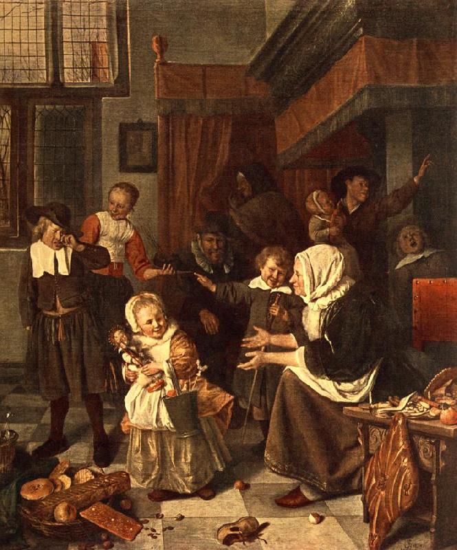 Jan Steen The Feast of St. Nicholas Sweden oil painting art